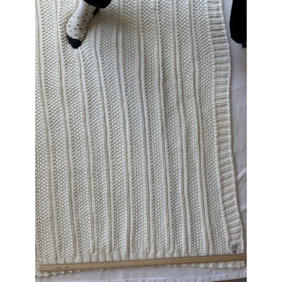 Hearth Hand with Magnolia Cream Bordered Throw Blanket 50x60 Chunky Cable Knit - Picture 9 of 9